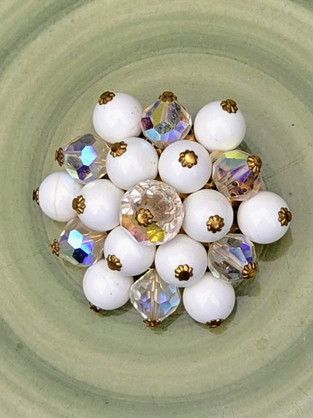 BUYER'S CHOICE!! Vintage 1950s-60s Crystal ABs Gold Tone Brooches